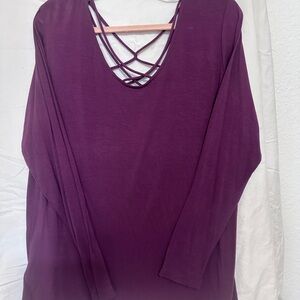 Rock & Republic Deep Purple / wine Long Sleeve strappy Top